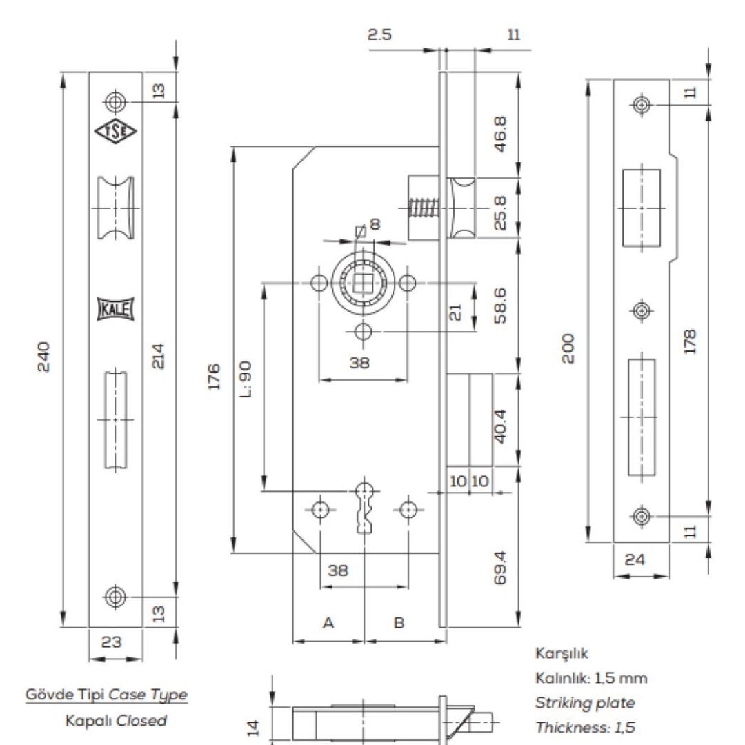 151R 35Mm Düz Oda Kilidi - Görsel 3