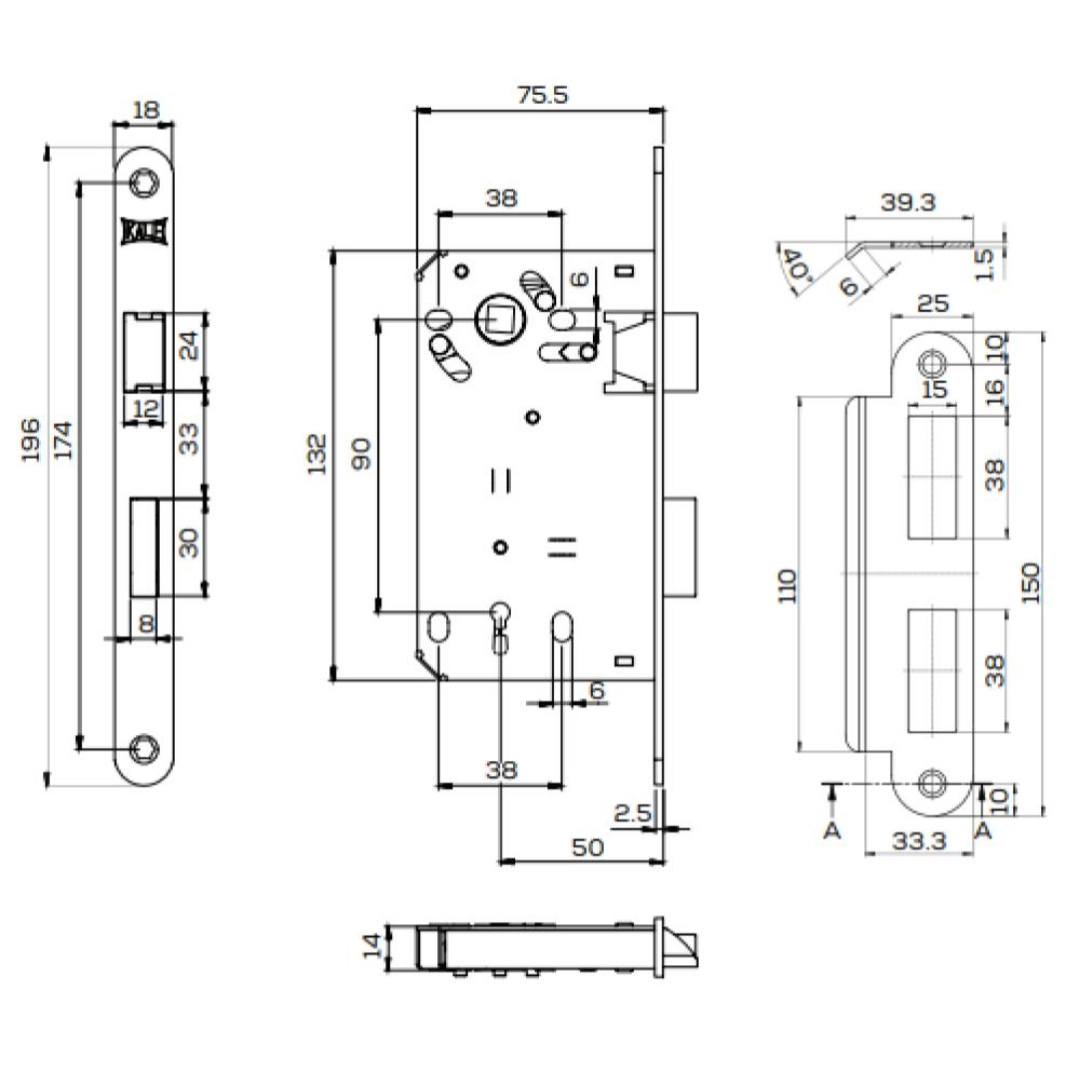 221 50Mm Nikel-Oval Sessiz Seri Oda Kapı Kilidi Kale - Görsel 3