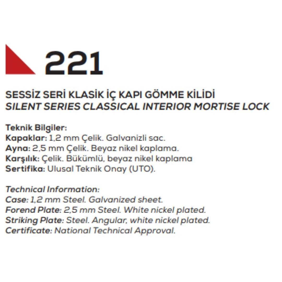 221 50Mm Nikel-Oval Sessiz Seri Oda Kapı Kilidi Kale - Görsel 4