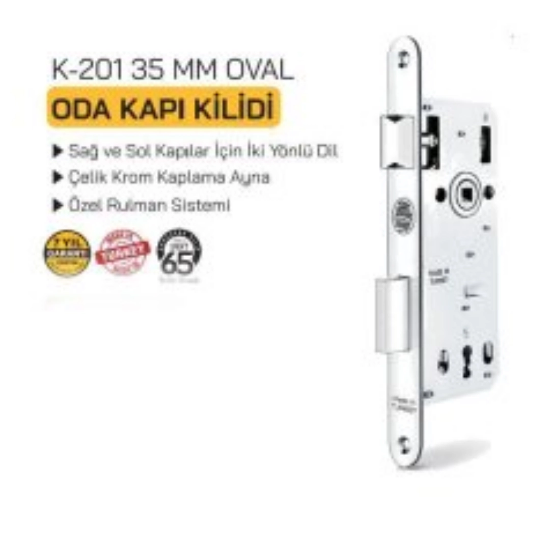 K201 Oda Kilidi 35Mm Oval Şahsuvar
