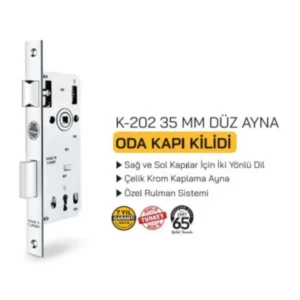 K202 Oda Kilidi 35Mm Düz Şahsuvar
