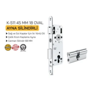 K511 Daire Kilidi Silindirli 45Mm 18Mm Oval Dar Ayna