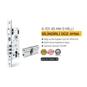 K701 Daire Kilidi Silindirli 45Mm 3 Milli Kare Şahsuvar (Not: Kale 2000 İle Aynı Ölçülerde-Dir.)